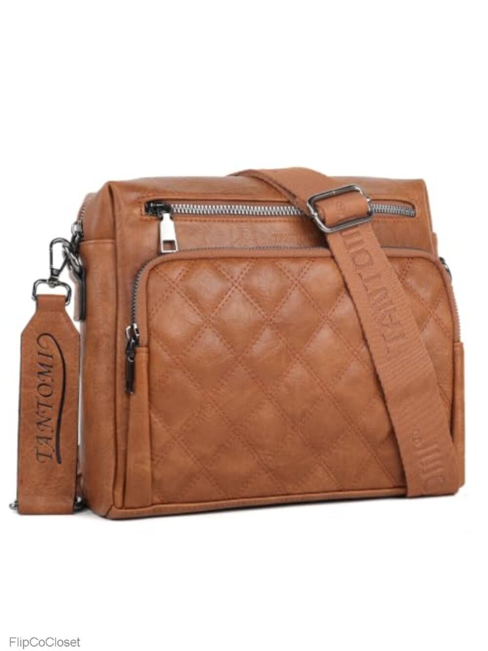 PU Leather Crossbody Bag Women Adjustable Strap 7 Pockets Card Slots
